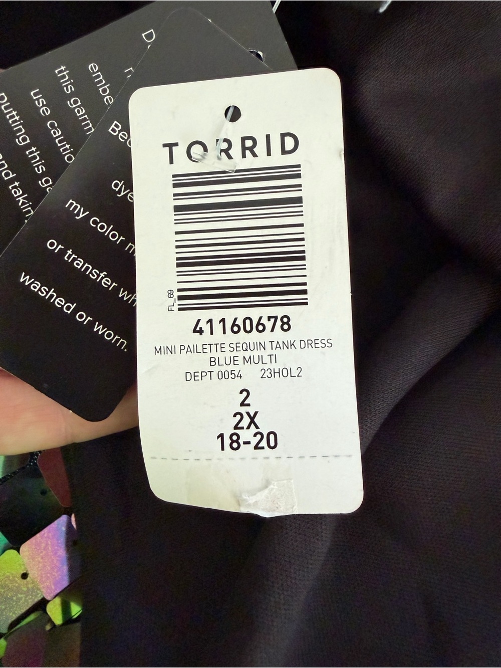NWT Torrid 2X Blue Multi Iridescent Paillette Sequin Tank Party Dress - Picture 5 of 7